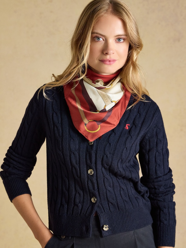 Joules Bloomfield Burnt Orange Bridle Silk Square Scarf - Image 2 of 7 Joules Bloomfield Burnt Orange Bridle Silk Square Scarf - Image 2 of 7
