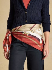 Joules Bloomfield Burnt Orange Bridle Silk Square Scarf - Image 3 of 7