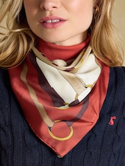 Joules Bloomfield Burnt Orange Bridle Silk Square Scarf - Image 5 of 7