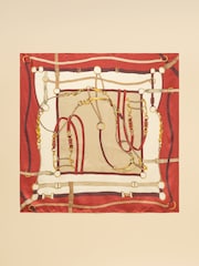Joules Bloomfield Burnt Orange Bridle Silk Square Scarf - Image 6 of 7