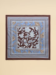 Joules Bloomfield Blue Brown Floral Silk Square Scarf - Image 5 of 6