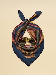 Joules Bloomfield Navy Jonty Silk Square Scarf - Image 1 of 7