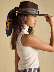 Joules Bloomfield Navy Jonty Silk Square Scarf - Image 3 of 7
