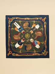 Joules Bloomfield Navy Jonty Silk Square Scarf - Image 6 of 7