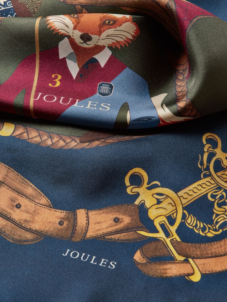 Joules Bloomfield Navy Jonty Silk Square Scarf - Image 7 of 7 Joules Bloomfield Navy Jonty Silk Square Scarf - Image 7 of 7