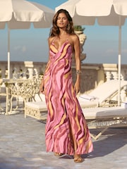 Lipsy Purple Printed V-Neck Strappy Maxi Dress - Image 1 of 4