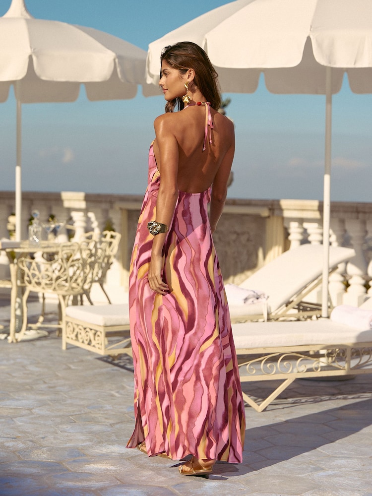 Lipsy Purple Printed V-Neck Strappy Maxi Dress - Image 4 of 4 Lipsy Purple Printed V-Neck Strappy Maxi Dress - Image 4 of 4