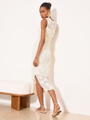 Lipsy White Floral Applique Midi Dress - Image 5 of 5