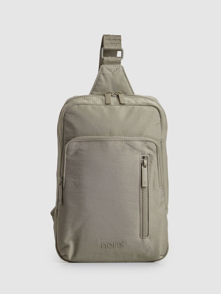 Nere Green Bondi Nylon Sling Backpack - Image 1 of 4 Nere Green Bondi Nylon Sling Backpack - Image 1 of 4