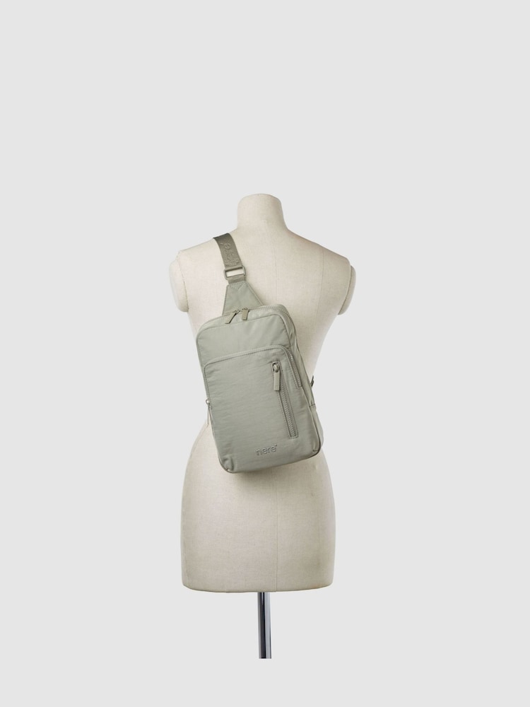 Nere Green Bondi Nylon Sling Backpack - Image 4 of 4 Nere Green Bondi Nylon Sling Backpack - Image 4 of 4