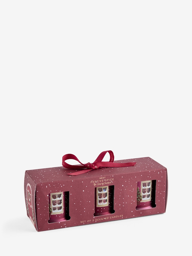 Festive Spice Red Set of 3 Candle - Image 4 of 4 Festive Spice Red Set of 3 Candle - Image 4 of 4