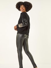 Roman Black Sequin Bow Sleeve Knit Jumper - Image 2 of 5