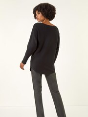Roman Black Sequin Bow Sleeve Knit Jumper - Image 3 of 5