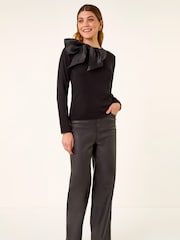 Roman Black Bow Tie Knit Jumper - Image 2 of 5
