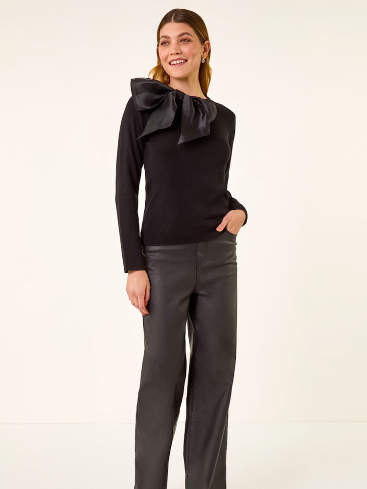 Roman Black Bow Tie Knit Jumper - Image 2 of 5 Roman Black Bow Tie Knit Jumper - Image 2 of 5