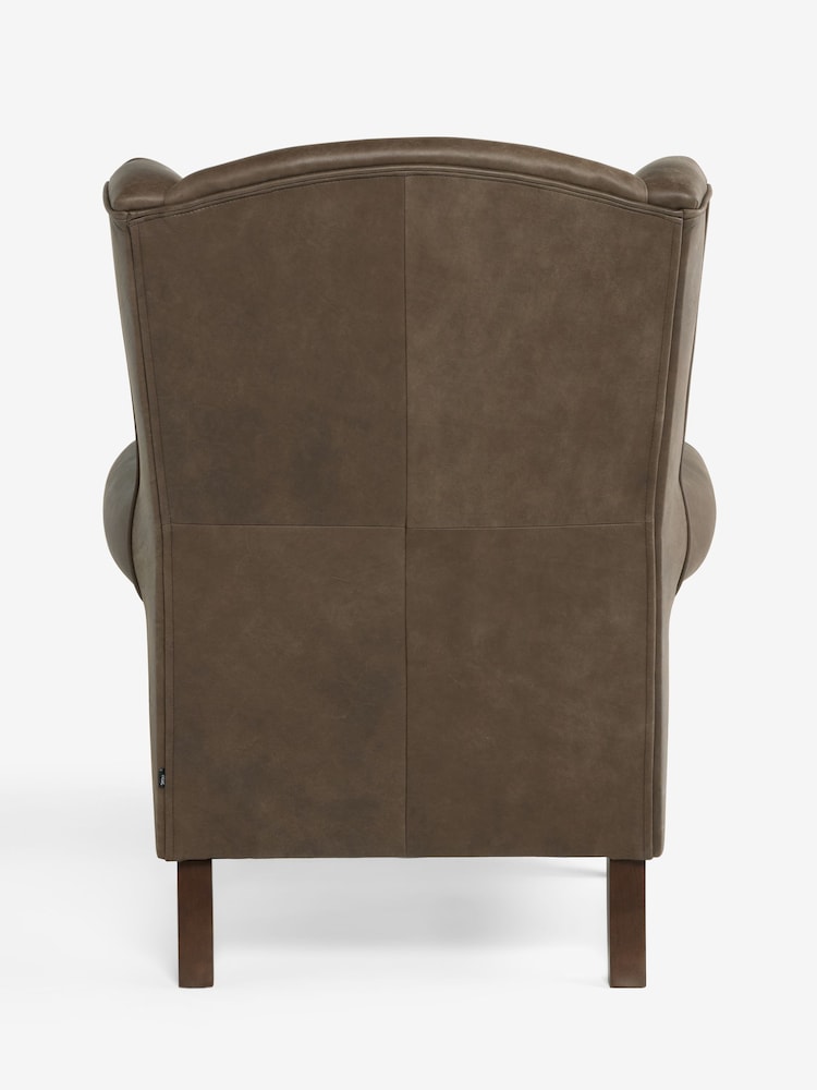 Antique Leather Dark Brown Sherlock Highback Armchair - Image 6 of 6