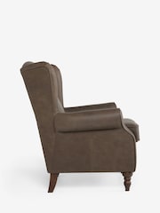 Antique Leather Dark Brown Sherlock Highback Armchair - Image 8 of 10