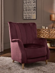 Plush Chenille Burgundy Red Harper High Back Armchair - Image 1 of 9