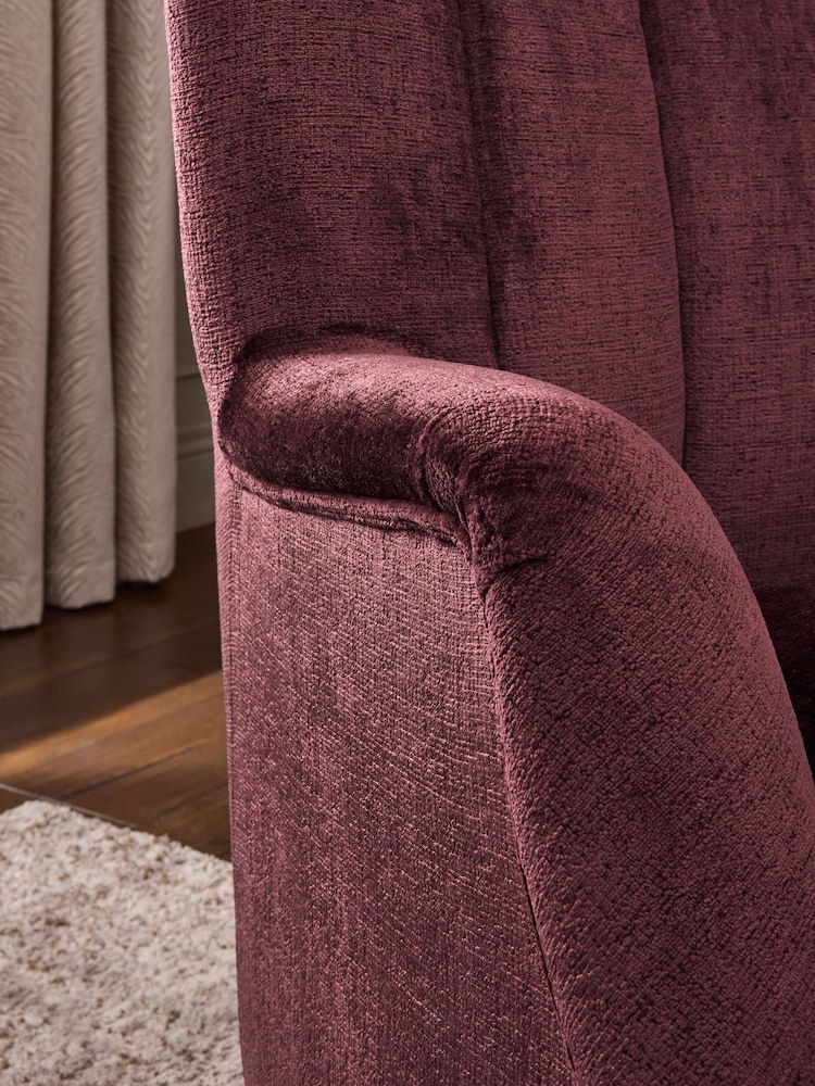 Plush Chenille Burgundy Red Harper High Back Armchair - Image 2 of 9