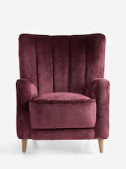 Plush Chenille Burgundy Red Harper High Back Armchair - Image 5 of 9