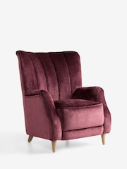 Plush Chenille Burgundy Red Harper High Back Armchair - Image 6 of 9