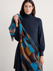 Seasalt Cornwall Brown Pretty Printed Scarf - Image 4 of 5