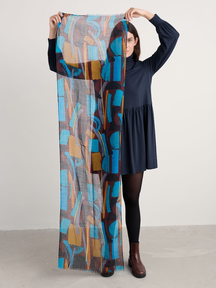 Seasalt Cornwall Brown Pretty Printed Scarf - Image 5 of 5