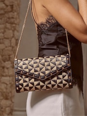 Lipsy Raffia Mono Envelope Clutch Bag - Image 1 of 7