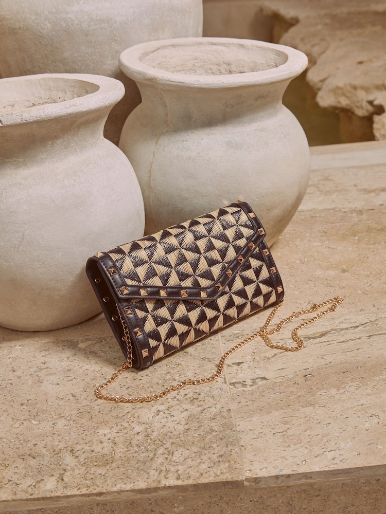 Lipsy Raffia Mono Envelope Clutch Bag - Image 2 of 7