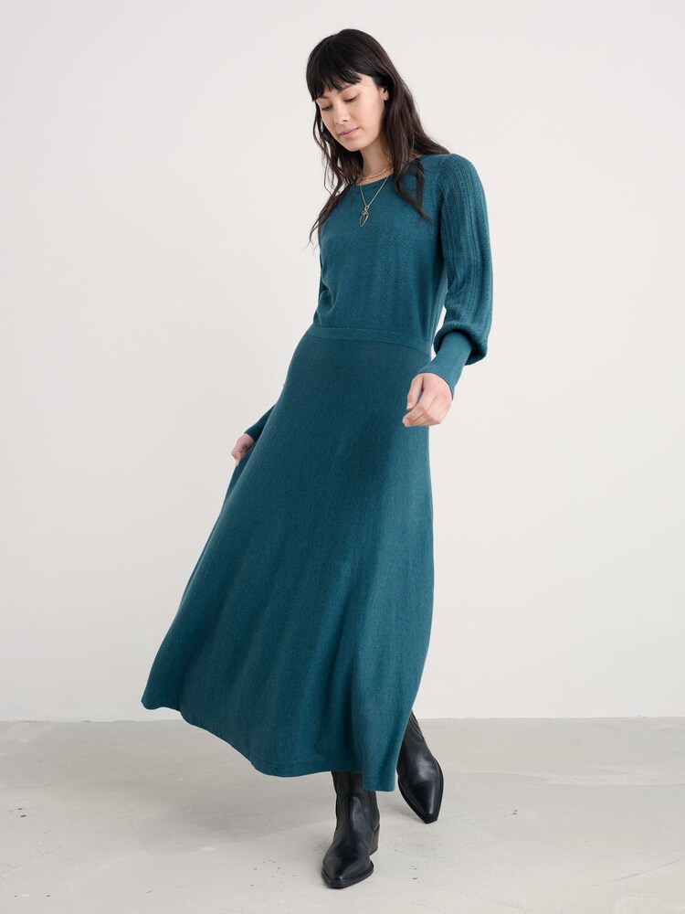 Seasalt Cornwall Green Herring Gull Knitted Dress in Cotton - Image 1 of 5 Seasalt Cornwall Green Herring Gull Knitted Dress in Cotton - Image 1 of 5