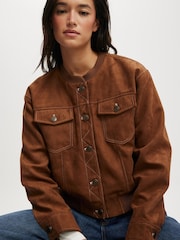 Cotton On Nude Sophia Faux Suede Utility Bomber Jacket - Image 4 of 5