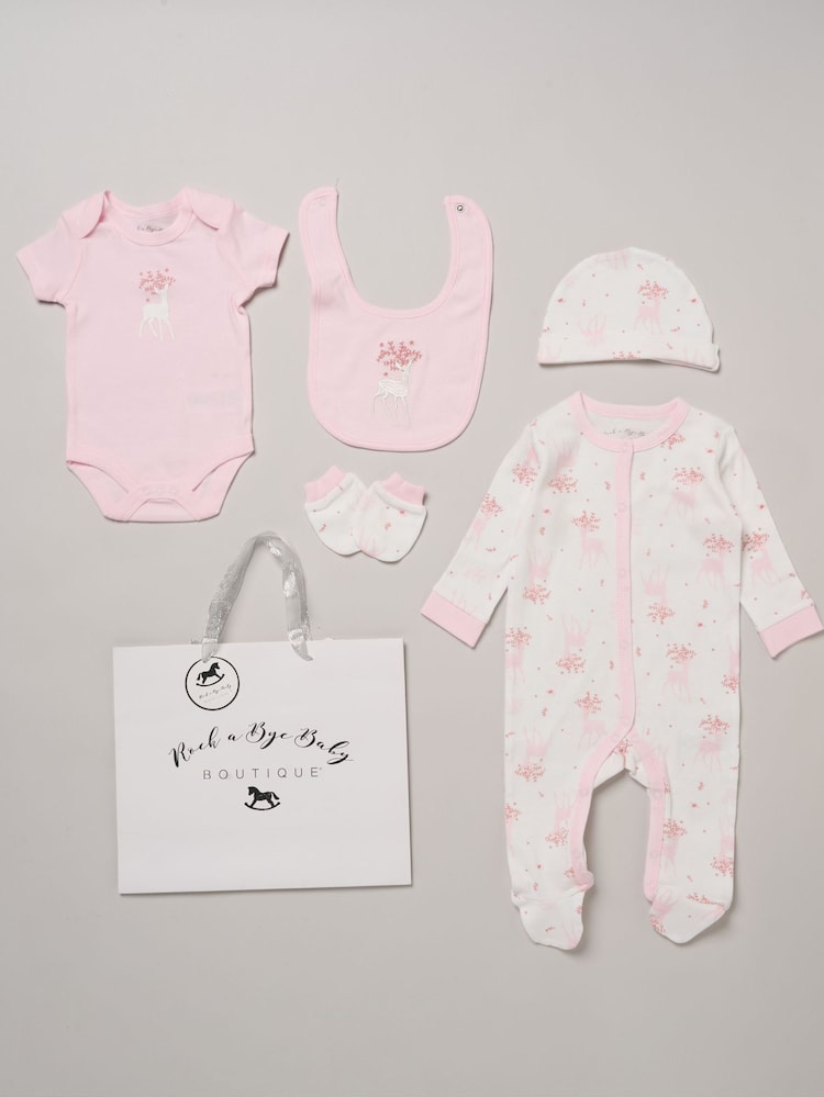 Rock-A-Bye Baby Boutique Coral Pink All-In-One Baby Gift Set 5 Piece - Image 1 of 5