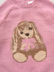 Rock-A-Bye Baby Boutique Pink True Knit Bunny Jumper and Footed Trousers Outfit Set - Image 4 of 5