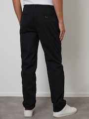 Threadbare Black Straight Leg Stretch Waist Chino Trousers - Image 2 of 4
