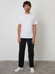 Threadbare Black Straight Leg Stretch Waist Chino Trousers - Image 3 of 4