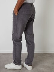 Threadbare Grey Straight Leg Stretch Corduroy Trousers - Image 2 of 4