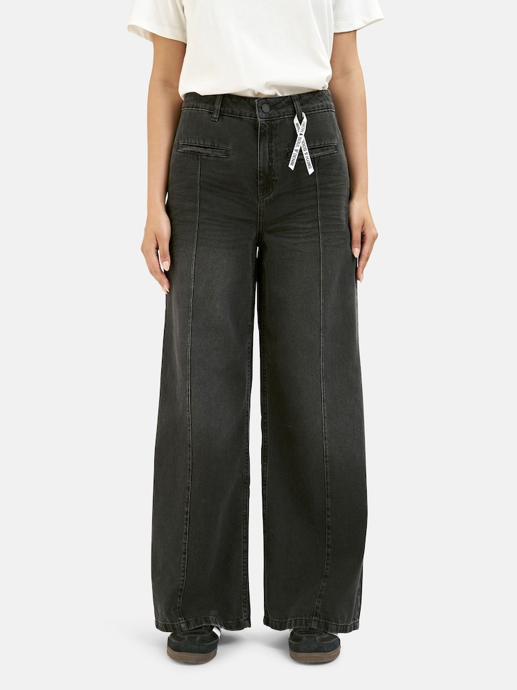 Smith & Soul Black Wide Leg Denim Trousers - Image 1 of 4 Smith & Soul Black Wide Leg Denim Trousers - Image 1 of 4