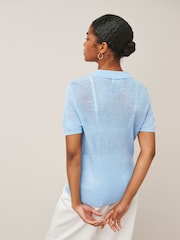 蓝色 - N. Premium 亚麻布 Blend 领 Henleys 修身T恤 - 7的图像3｝