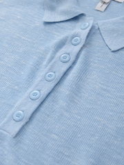 蓝色 - N. Premium 亚麻布 Blend 领 Henleys 修身T恤 - 7的图像6｝