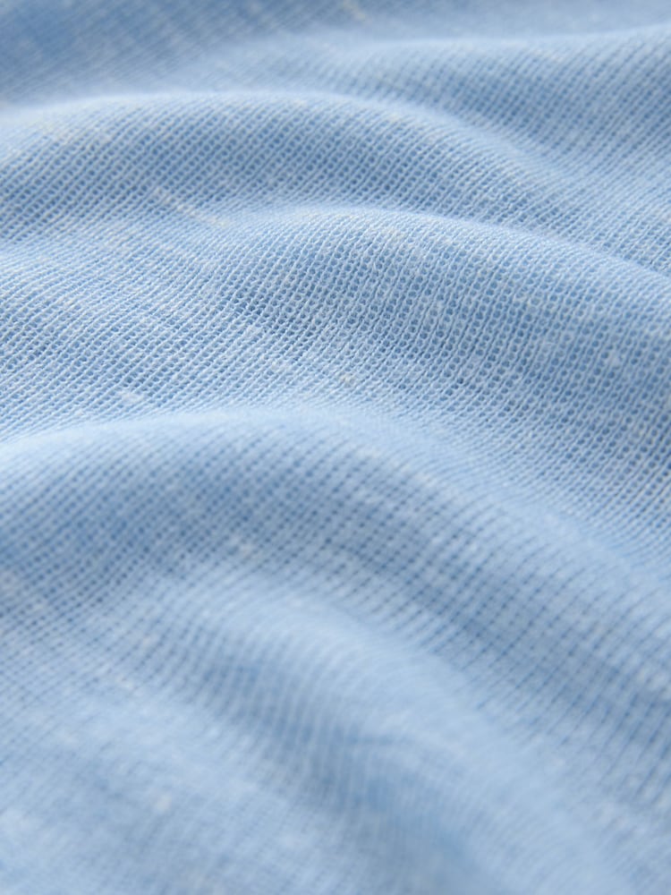 蓝色 - N. Premium 亚麻布 Blend 领 Henleys 修身T恤 - 7的图像7｝