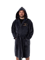 Vanilla Underground Blue Yellowstone Dutton Ranch Montana Hooded Bathrobe - Image 3 of 6
