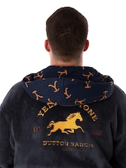 Vanilla Underground Blue Yellowstone Dutton Ranch Montana Hooded Bathrobe - Image 4 of 6