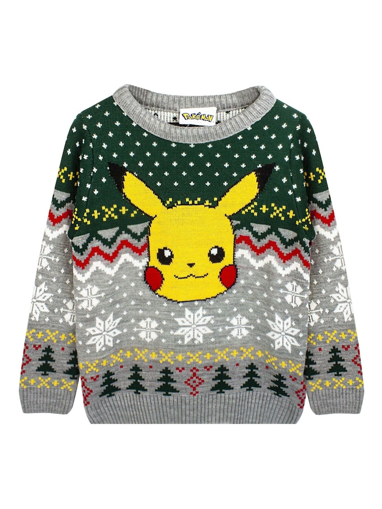 Vanilla Underground Grey Pokemon Pikachu Christmas Jumper - Image 1 of 3 Vanilla Underground Grey Pokemon Pikachu Christmas Jumper - Image 1 of 3