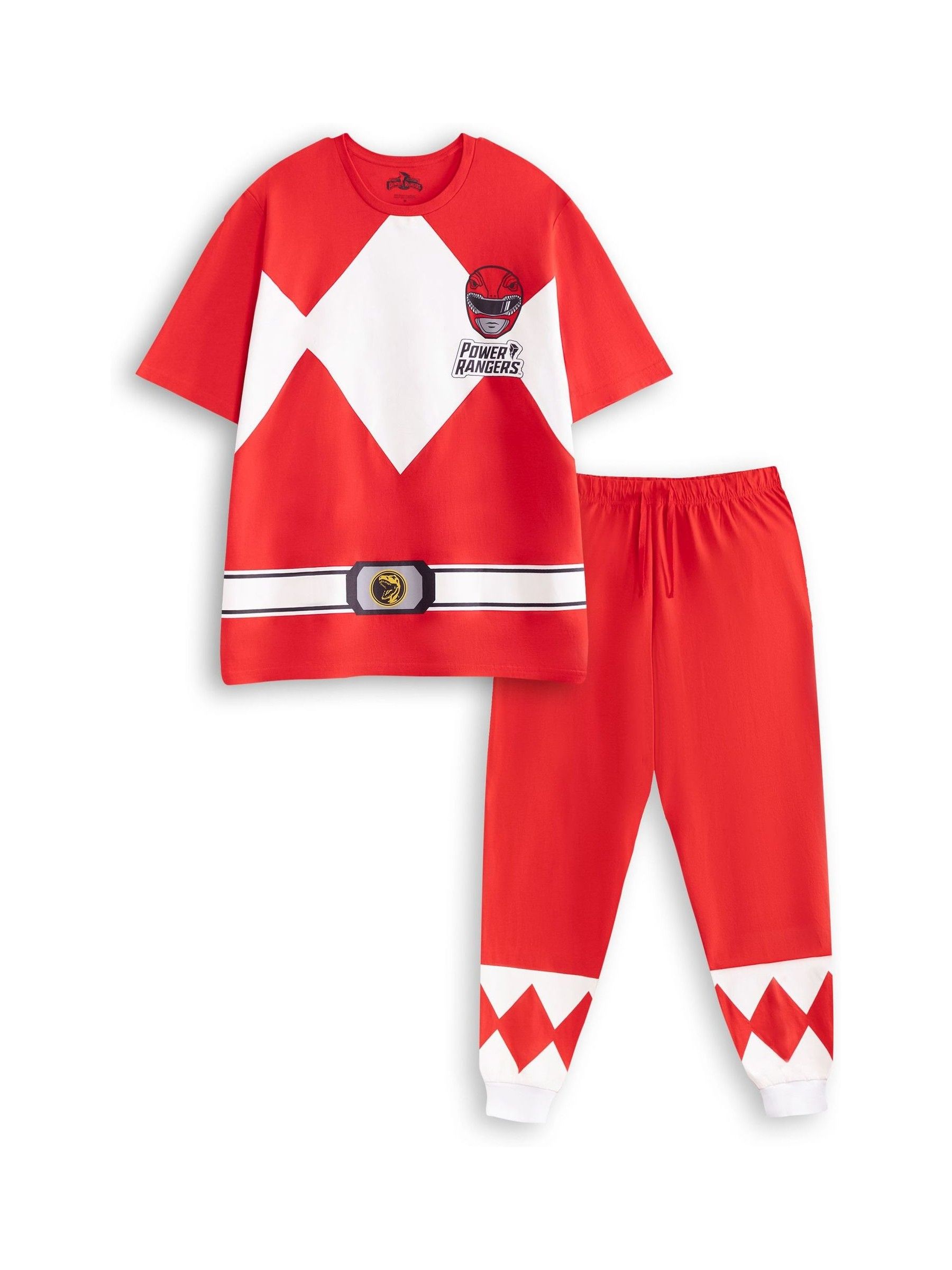 B&Q -  Power Rangers Mens Red Red Character Short Sleeve Long Leg Pyjama Set (Xx-Large) - Image 3
