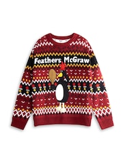 Vanilla Underground Red Wallace And Gromit Feathers McGraw Christmas Jumper - Image 1 of 6