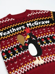 Vanilla Underground Red Wallace And Gromit Feathers McGraw Christmas Jumper - Image 3 of 6