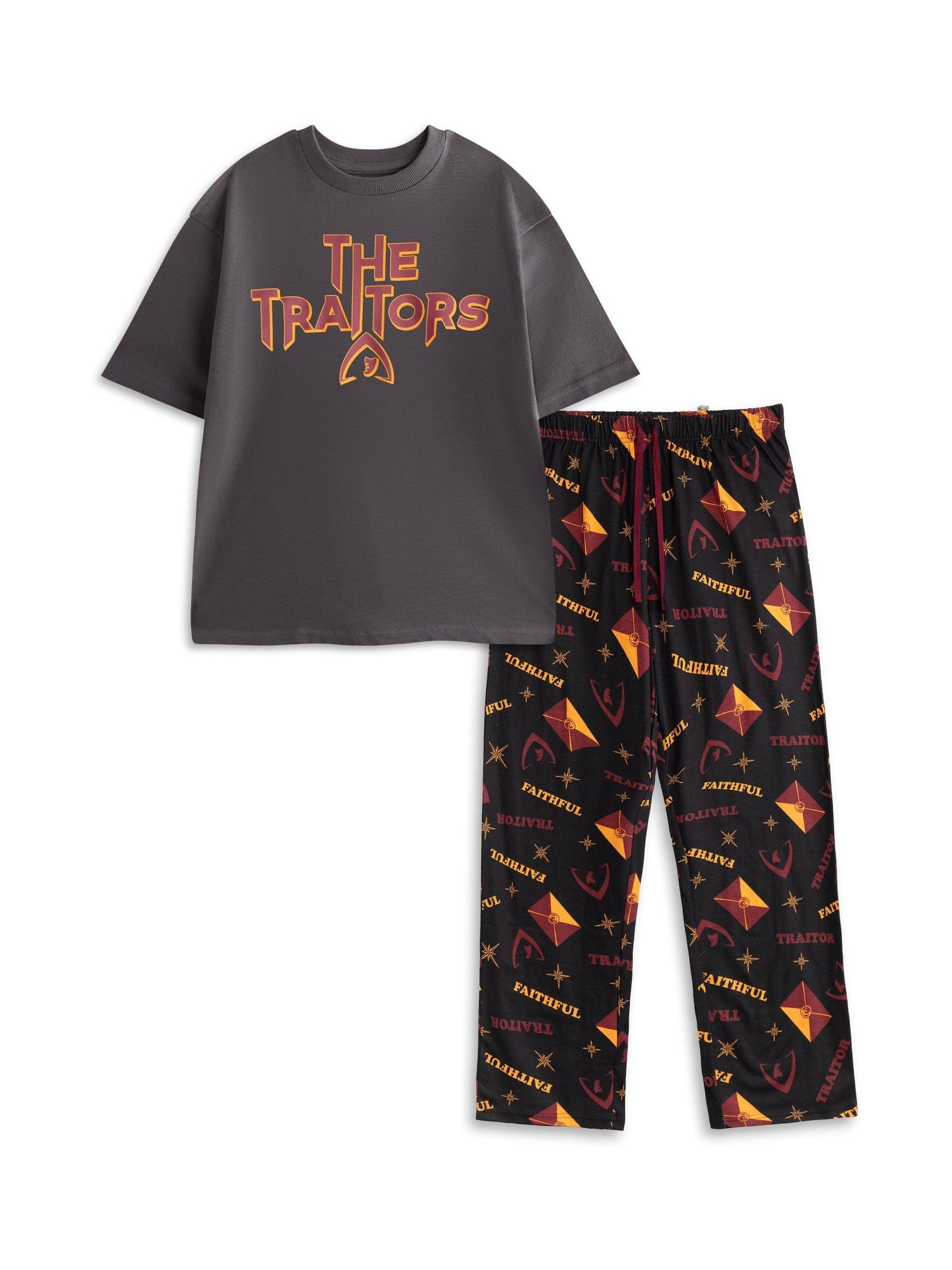 B&Q -  The Traitors Mens Black Logo Short Sleeve Long Leg Pyjama Set (Xx-Large) - Image 2
