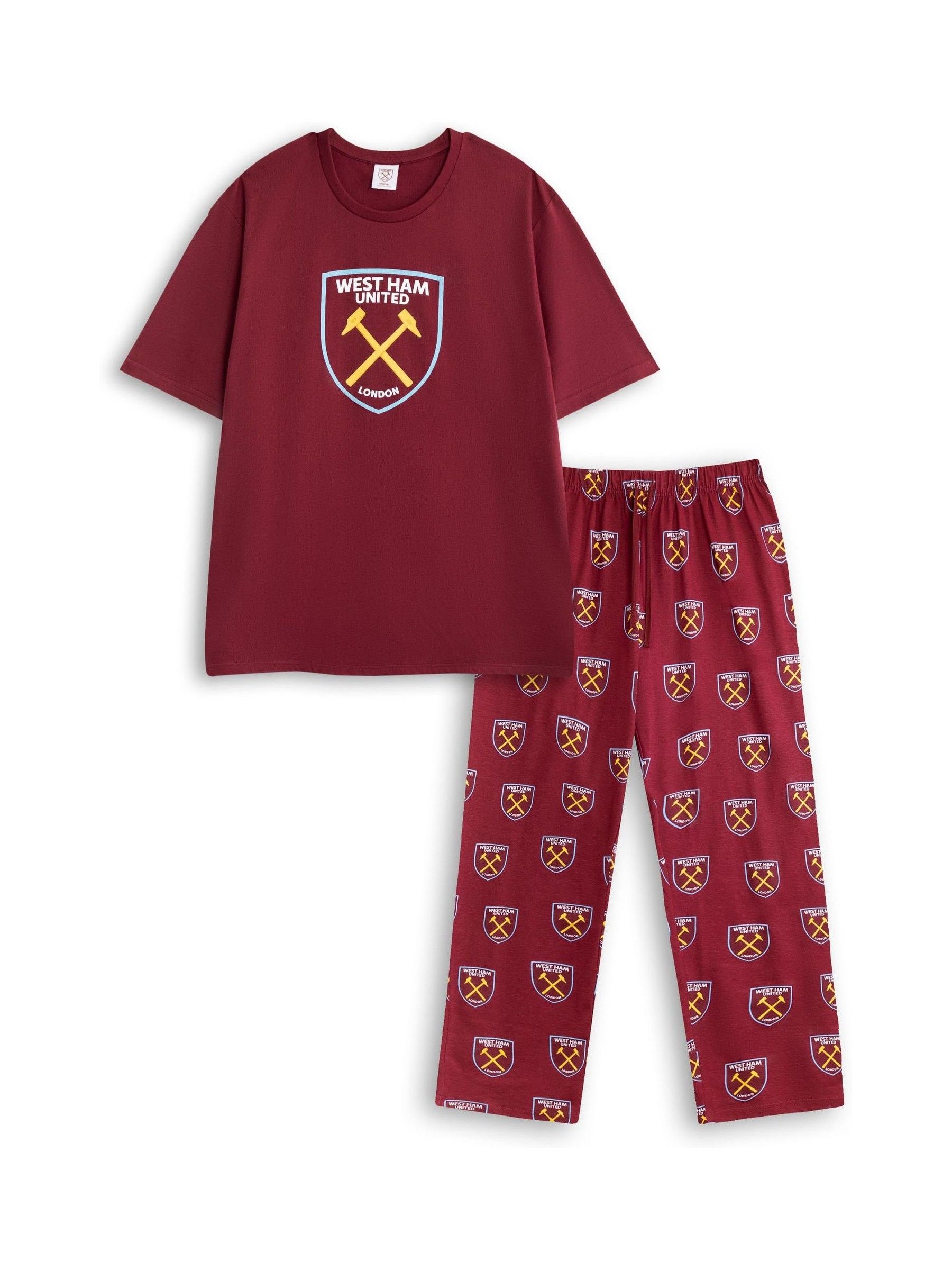 B&Q -  West Ham United Unisex Red Logo Short Sleeve Long Leg Pyjama Set (Xx-Large) - Image 2