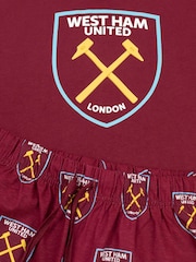 Vanilla Underground Red West Ham United Short Sleeve Long Leg Pyjamas Set - Image 5 of 6