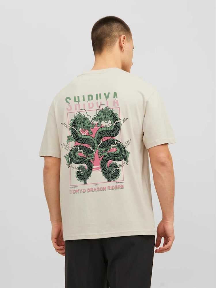 JACK & JONES White Back Print Relaxed T-Shirt - Image 2 of 4 JACK & JONES White Back Print Relaxed T-Shirt - Image 2 of 4